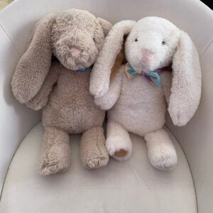 Beige and White Small Pet Bunny Toy Plush Set